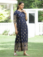 Juniper Indigo Rayon Festive Dress For Women - Distacart