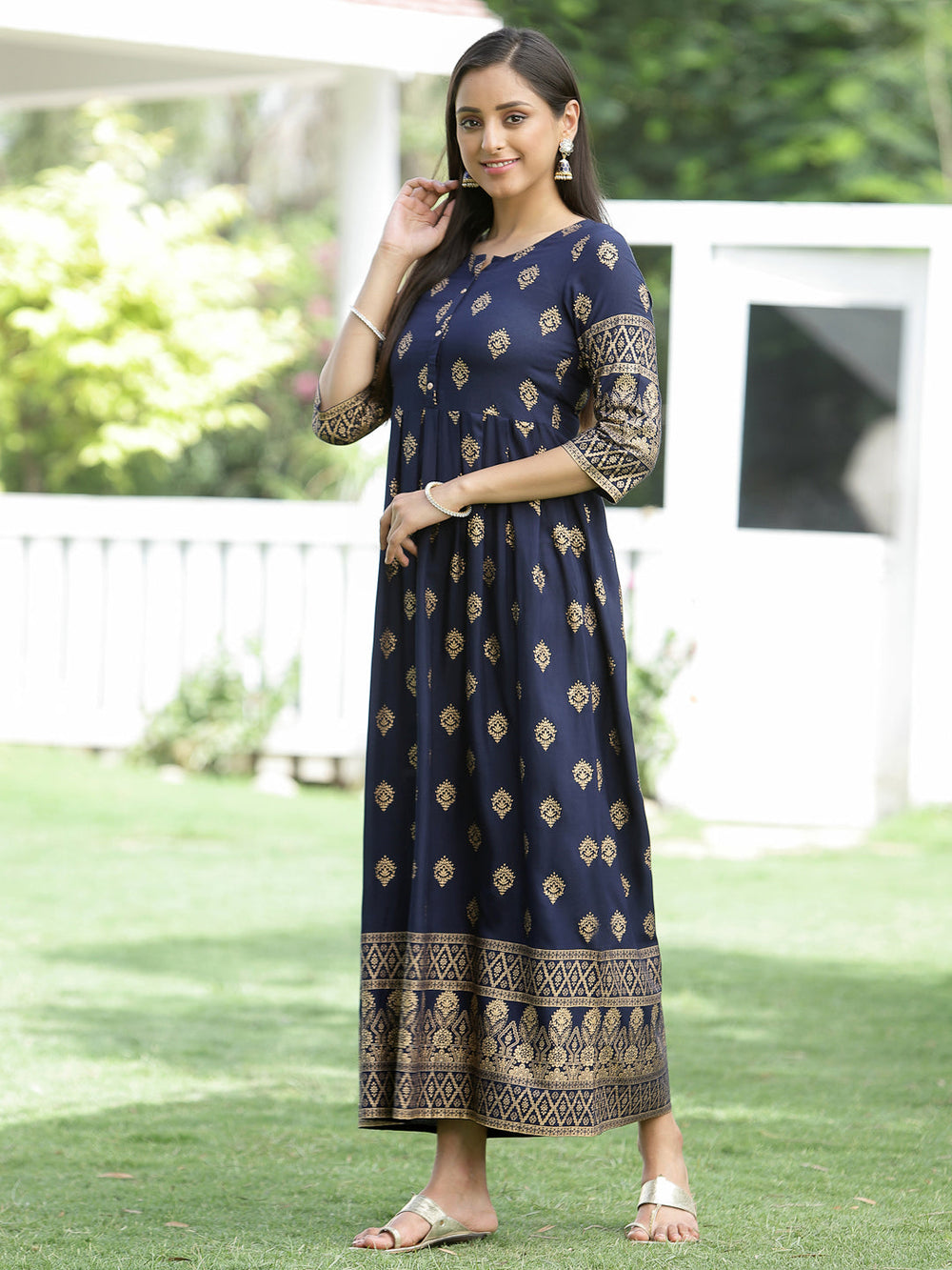 Juniper Indigo Rayon Festive Dress For Women - Distacart