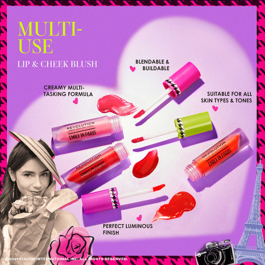 Makeup Revolution X Emily In Paris Multi-Use Lip & Cheek Blush Paris Fantasy Rouge - Distacart