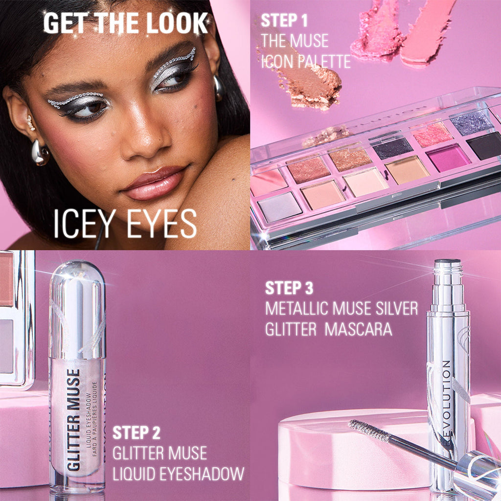 Makeup Revolution Metallic Muse Glitter Muse Eyeshadow - Silver - Distacart