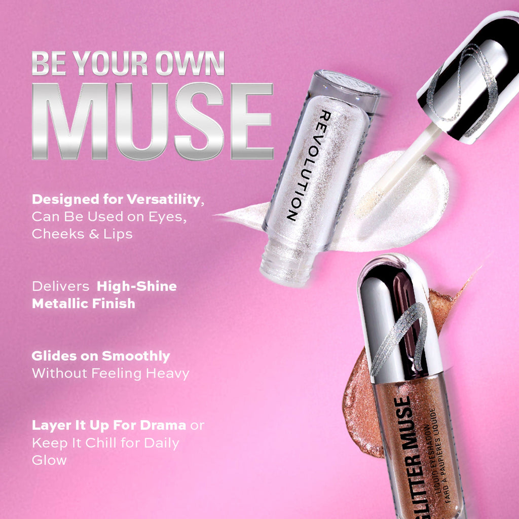 Makeup Revolution Metallic Muse Glitter Muse Eyeshadow - Gold - Distacart
