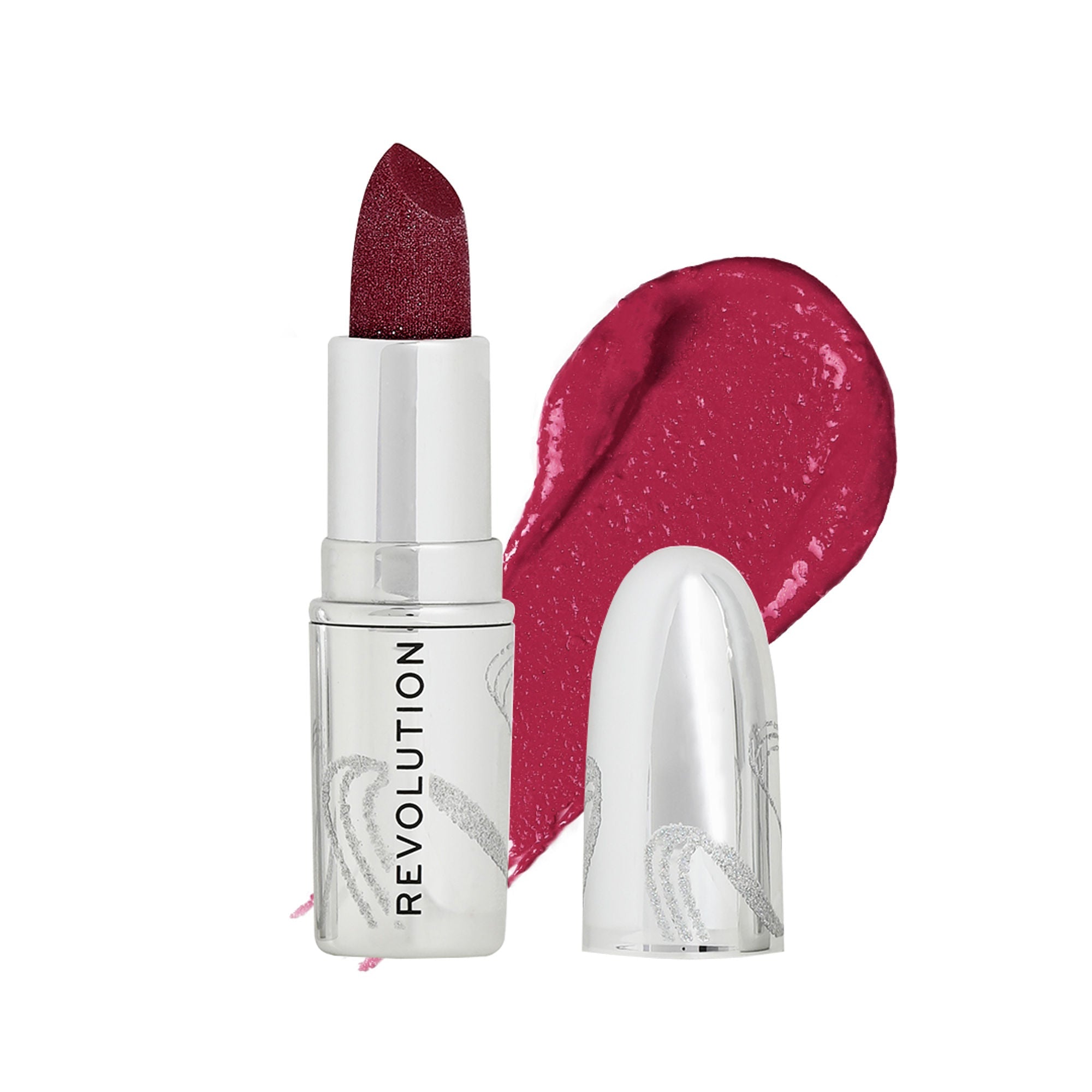 Makeup Revolution Metallic Muse Glitter Lipstick - Iced Berry - Distacart