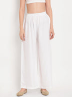 TAG 7 Women White & Maroon Set of 2 Flared Ethnic Palazzos