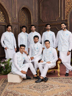 Raivat Ethnic Art Silk Digital Print Work Jacket Set In Sky Blue Colour