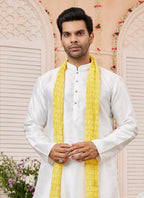 Raivat Ethnic Cream Colour Art Silk Kurta Pajama With Matching Dupatta