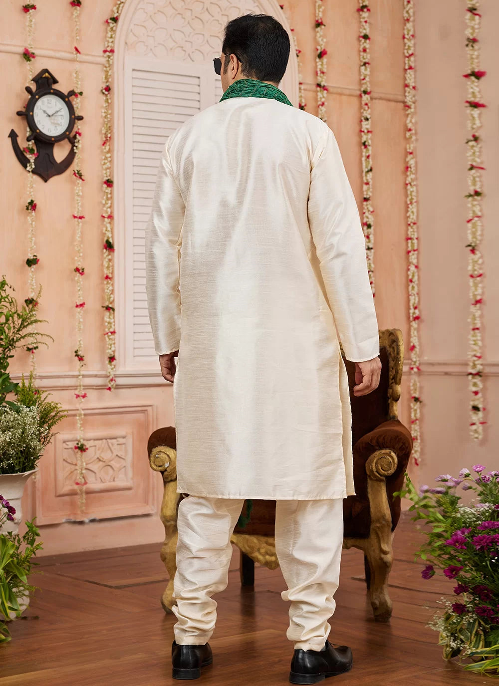 Raivat Ethnic Beige Colour Art Silk Kurta Pajama With Matching Dupatta