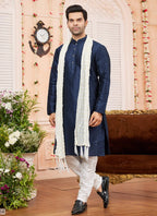 Raivat Ethnic Blue Colour Art Silk Kurta Pajama With Matching Dupatta