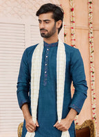 Raivat Ethnic Teal Blue Colour Art Silk Kurta Pajama With Matching Dupatta