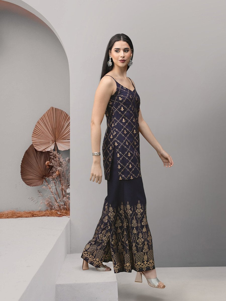 All About You Foil Printed Regular Kurta with Palazzos