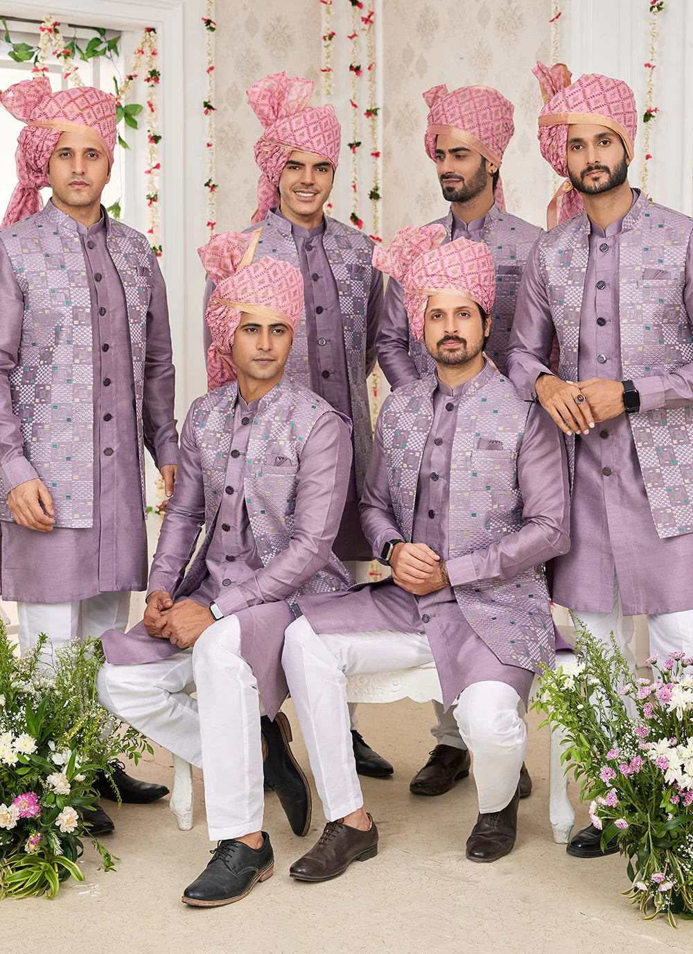Raivat Ethnic Art Silk Embroidery Work Jacket Set In Onion Pink Colour