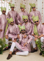 Raivat Ethnic Art Silk Embroidery Work Jacket Set In Onion Colour