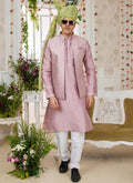 Raivat Ethnic Art Silk Embroidery Work Jacket Set In Onion Colour