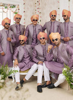 Raivat Ethnic Art Silk Embroidery Work Jacket Set In Dark Onion Pink Colour