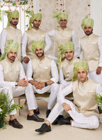 Raivat Ethnic Art Silk Embroidery Work Jacket Set In Off White Colour