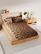 BIANCA Brown Floral 200 TC King Bedsheet with 2 Pillow Covers