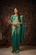 Vardha Turquoise Blue Golden Zari Brocade Kanjeevaram Silk Saree