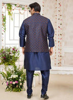 Raivat Ethnic Art Silk Embroidery Work Jacket Set In Blue Colour