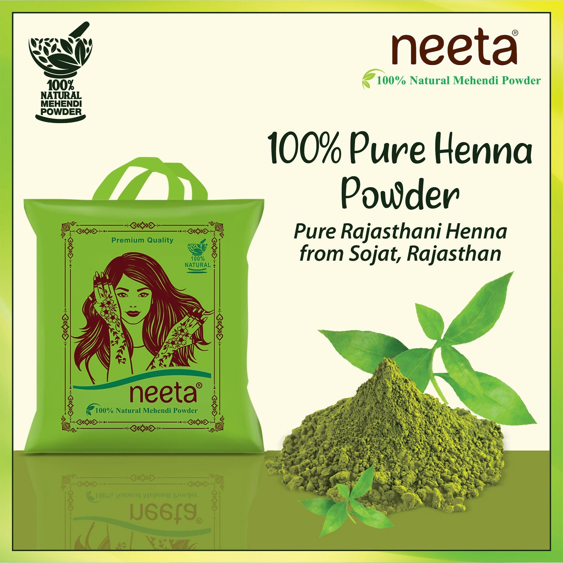 Neeta 100% Natural Henna Powder For Hair Colour And Growth|Rich Brown Shades