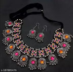 Tehzeeb Creations Women's Multi Colour Meenakari Oxidised Necklace Set