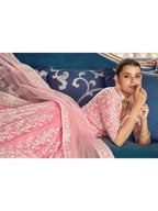 Myra Pink Organza Embroidered Designer Lehenga