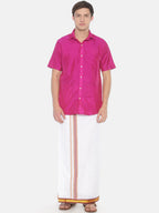 Sethukrishna Pack Of 2 White Solid Cotton Readymade Dhoti For Men - Distacart