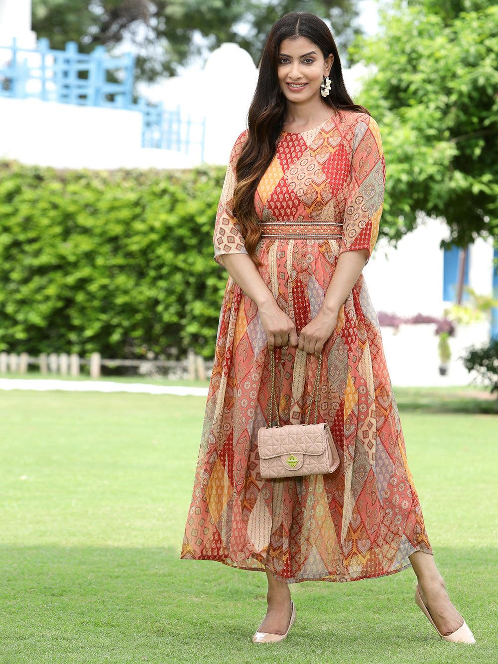 Juniper Multi Chiffon Festive Printed Flared Jump Suit For Women - Distacart
