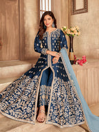 Myra Navy Blue Art Silk Embroidered Anarkali Suit