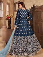 Myra Navy Blue Art Silk Embroidered Anarkali Suit