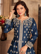Myra Navy Blue Art Silk Embroidered Anarkali Suit