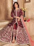 Myra Red Art Silk Embroidered Anarkali Suit