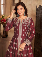 Myra Red Art Silk Embroidered Anarkali Suit