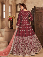 Myra Red Art Silk Embroidered Anarkali Suit