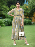 Juniper Green Multi Chiffon Festive Printed Flared Jump Suit For Women - Distacart