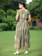 Juniper Green Multi Chiffon Festive Printed Flared Jump Suit For Women - Distacart