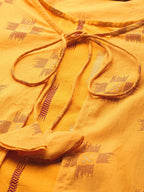 Sangria Women Mustard Yellow & Red Pure Cotton Printed Kurta with Palazzos