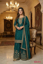 Anaita D Green Chinon Stitched Suit With Embroidery & Sequence Work - Distacart