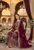 Anaita Maroon Georgette Stitched Suit With Embroidery & Sequence Work - Distacart