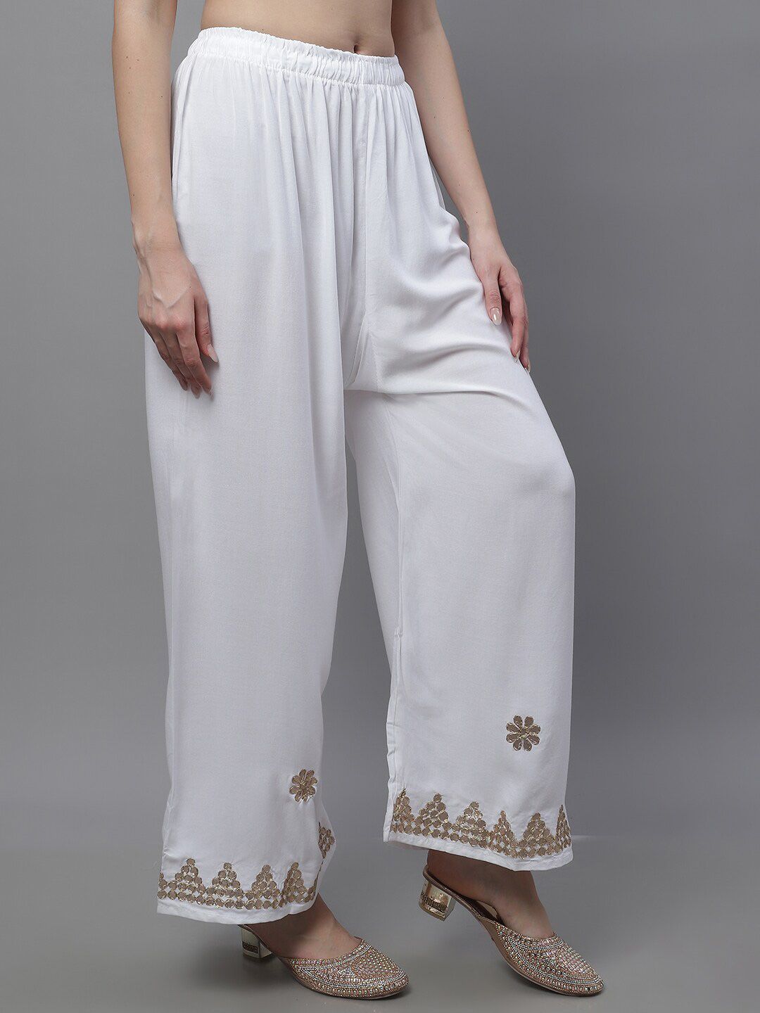 TAG 7 Women Ethnic Motifs Hem Design Flared Palazzos
