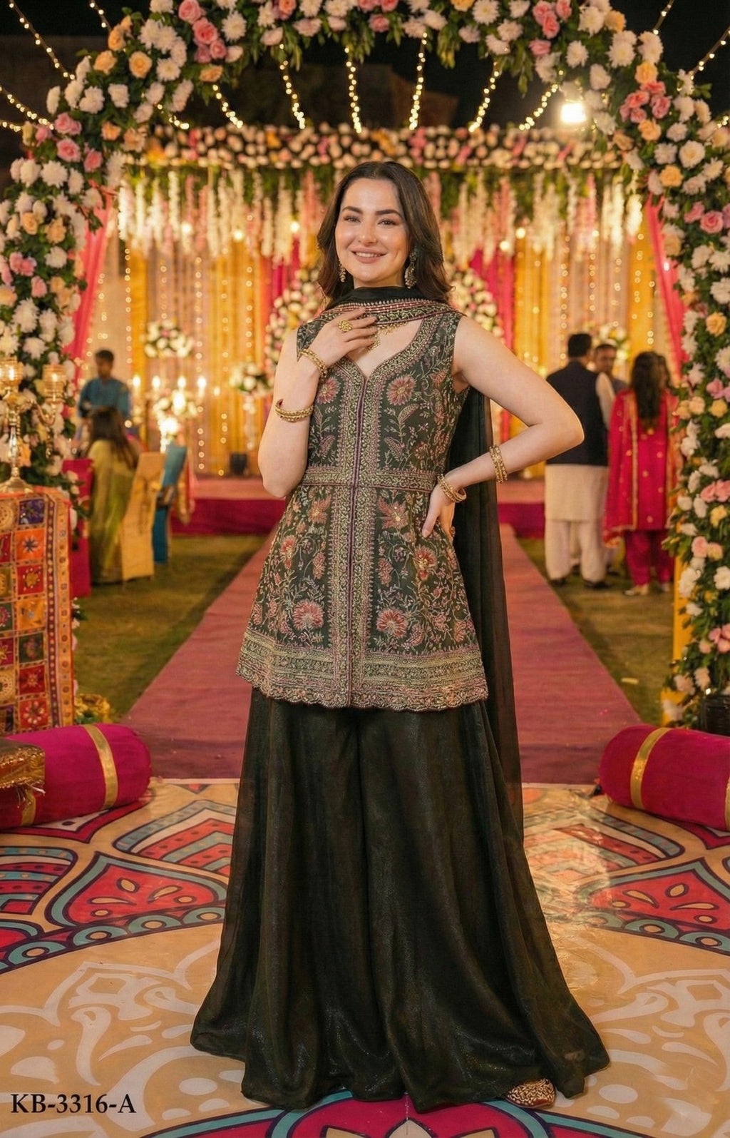 Anaita Mehendi Georgette Stitched Suit With Multi Embroidery & Sequence Work - Distacart