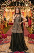 Anaita Mehendi Georgette Stitched Suit With Multi Embroidery & Sequence Work - Distacart