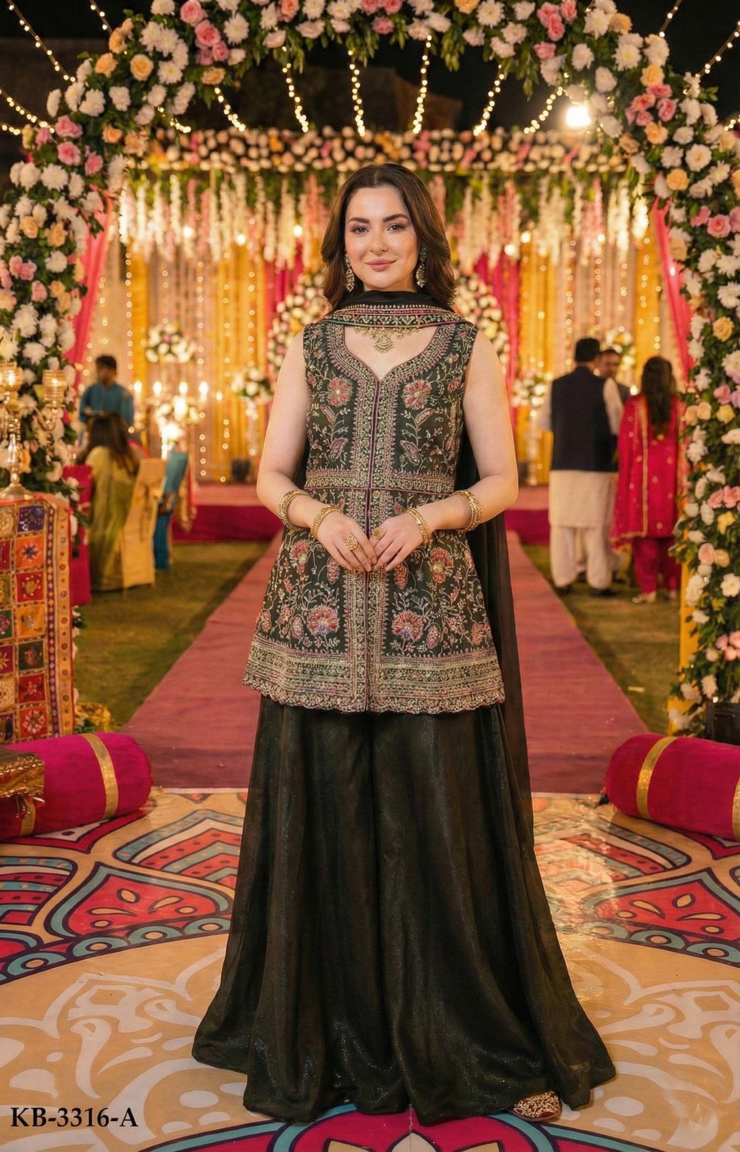 Anaita Mehendi Georgette Stitched Suit With Multi Embroidery & Sequence Work - Distacart
