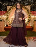 Anaita Maroon Georgette Stitched Suit With Multi Embroidery & Sequence Work - Distacart