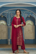 Juniper Maroon Shantoon Festive Printed Straight Skd For Women - Distacart