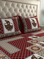 LA VERNE Jaipuri Print 104 TC Cotton 1 Double Queen Bedsheet With 2 Pillow Covers