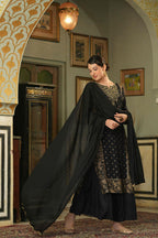Juniper Black Rayon Festive Embroidered Straight Skd For Women - Distacart