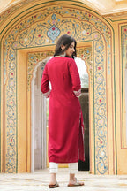 Juniper Maroon Rayon Festive Printed Straight Kurta For Women - Distacart