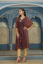 Juniper Brown Georgette Festive Printed Straight Kaftan For Women - Distacart