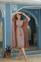 Juniper Cream Georgette Festive Printed Straight Kaftan For Women - Distacart