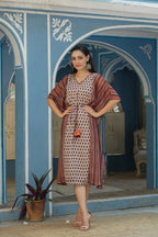 Juniper Cream Georgette Festive Printed Straight Kaftan For Women - Distacart