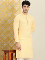 House of Pataudi Men Embroidered Sequined Floral Jashn Kurta